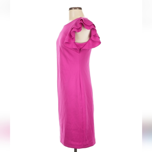 Andrew Marc Ruffle Sleeve Sheath Dress, Raspberry, Size 8 - Picture 4 of 7